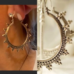 French Hoop Earrings Silver Plated BOHO style